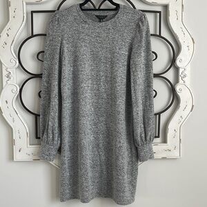 LUCKY BRAND SHEATH MIDI SWEATER DRESS GRAY AND WHITE SIZE SMALL PETITE
